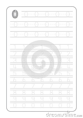 Free handwriting Numbers tracing pages for writing numbers Learning numbers, Numbers tracing worksheet for kindergarten Vector Illustration