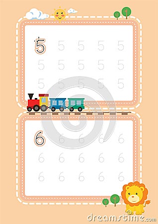 Free handwriting Numbers tracing pages for writing numbers Learning numbers, Numbers tracing worksheet for kindergarten Vector Illustration