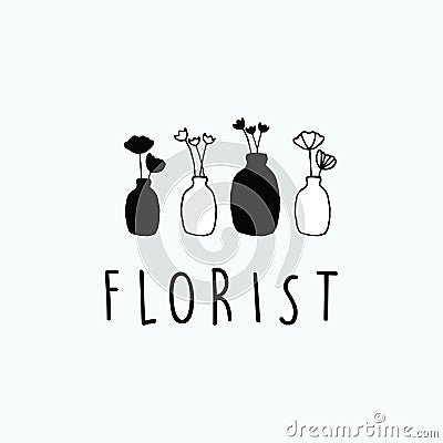 Exclusive hand drawn minimalist flower vase Cartoon Illustration