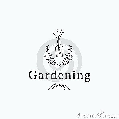 Minimalist hand drawn Gardening flower Cartoon Illustration