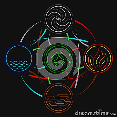 Four Nature Elemental symbol 4 Vector Illustration