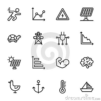 Power, Speed, Graph, Sprint, line Vectors Set Vector Illustration