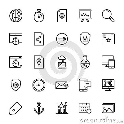 Seo and Web Line Icons Set Vector Illustration