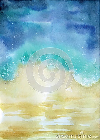 Watercolor beach top view abstract seascape illustration Vector Illustration