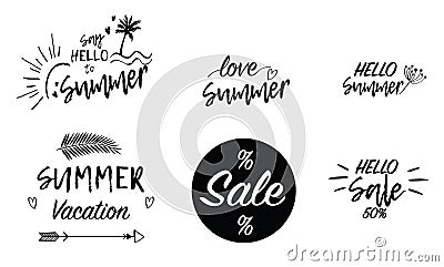 Love Summer sale vacation background text handwriting lettering. Wallpaper, flyers, stiker, invitation, posters, brochure, voucher Vector Illustration