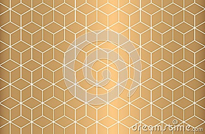 White outline geometric seamless pattern on golden background. Luxury style. Vector illustration. Vector Illustration