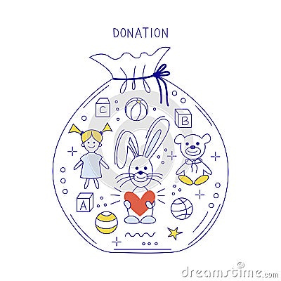 Vector Illustration of toys donation Cartoon Illustration