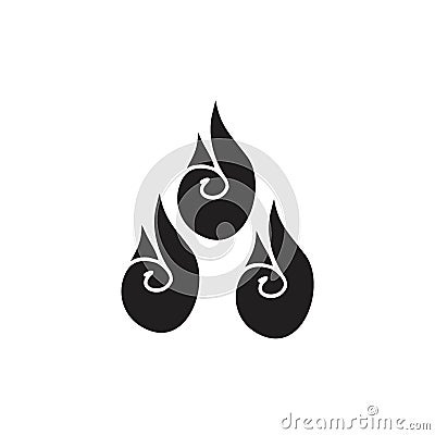 Black and white flames symbol Cartoon Illustration