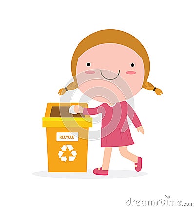 Children rubbish for recycling, Illustration of Kids Segregating Trash, recycling trash, Save the World , female recycling Vector Illustration