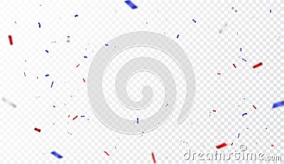 Red and blue confetti , isolated on transparent background Vector Illustration
