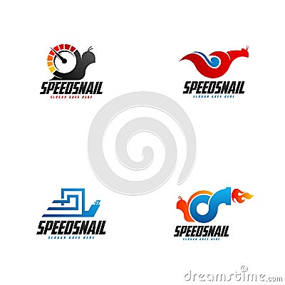 Speed snail logo template vector. Fast snail logo concept. Animal logo with speed Vector Illustration