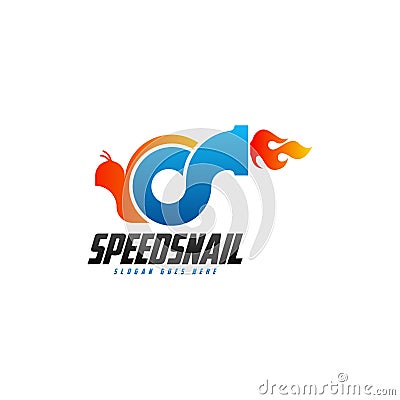 Speed snail logo template vector. Fast snail logo concept. Animal logo with speed Stock Photo