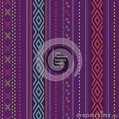 Ulos traditional batik from north sumatera indonesia seamless colorful pattern background Vector Illustration