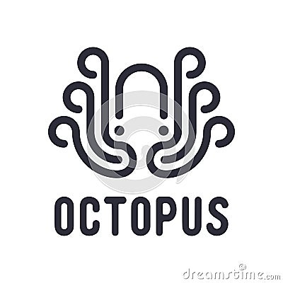 Black Octopus Logo Design Inspiration Isolated on White Background Vector Illustration