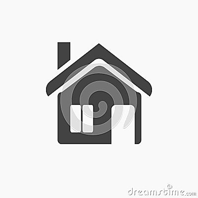 Black flat home, cottage, chalet icon. Vector Illustration