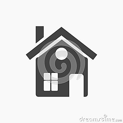 Black flat home, cottage, chalet icon. Vector Illustration