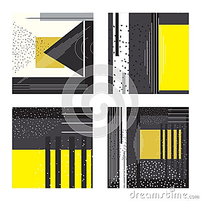 Trendy set of geometric elements memphis cards. Geometric style texture, pattern and geometric elements. Modern abstract Stock Photo