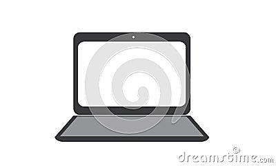 Laptop Front View - Modern Glossy Laptop Isolated on White Background Vector Illustration