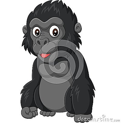 Cartoon baby gorilla on white background Vector Illustration