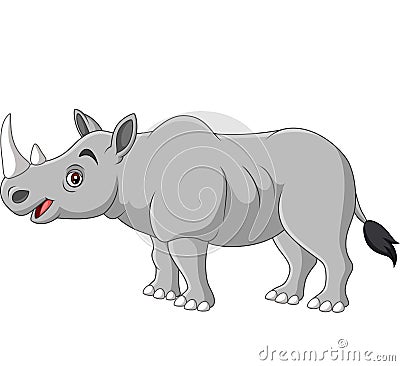 Cartoon rhino on white background Vector Illustration