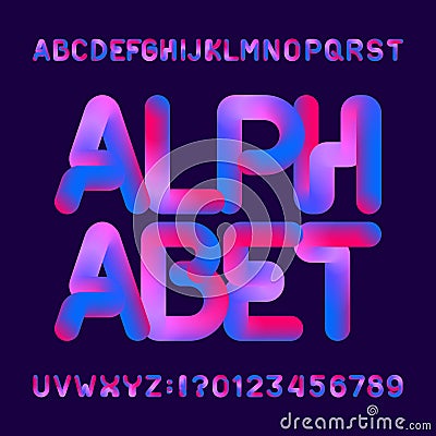 Flexible 3d alphabet font. Uppercase letters and numbers. Vector Illustration