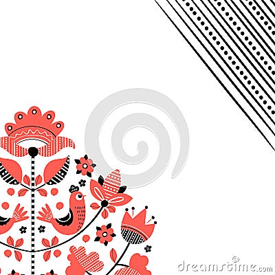 Folk floral embroidery background Vector Illustration