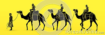 Cameleer with camels cartoon graphic Vector Illustration