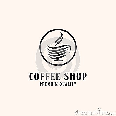 Premium Coffee shop Logo Design, with line style Stock Photo