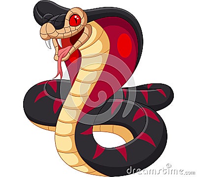 Cartoon king cobra snake on white background Vector Illustration