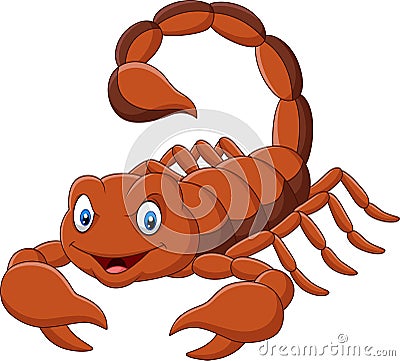 Cartoon scorpion on white background Vector Illustration