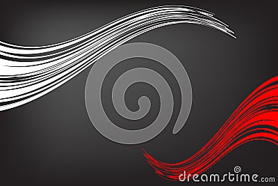 Abstract white and red line with black blur background. Brochure design, front page template vector graphic illustration. Vector Illustration