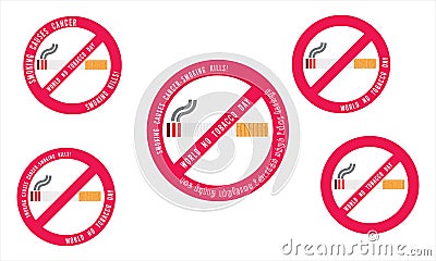 Set of No smoking and World No Tobacco Day, - Vector Stock Photo