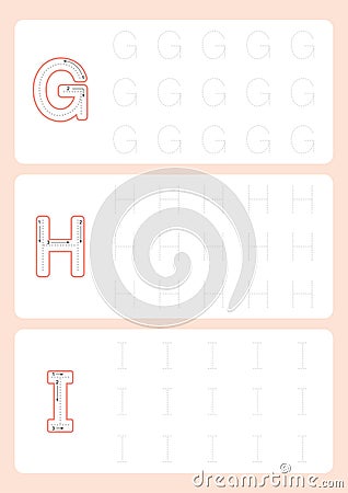 Kindergarten Tracing Letters Worksheets Alphabet trace worksheet vector Vector Illustration