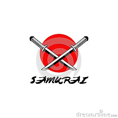 Samurai logo design vector template Vector Illustration