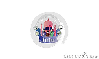 Ramadan mubarak flat design illustration Vector Illustration