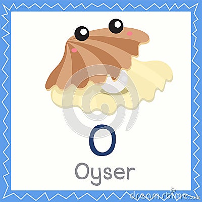 Illustrator of O for Oyster animal Vector Illustration