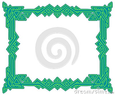 Rectangular frame with celtic national ornament, interlaced ribbon isolated on white background. Element for graphic design. Vector Illustration