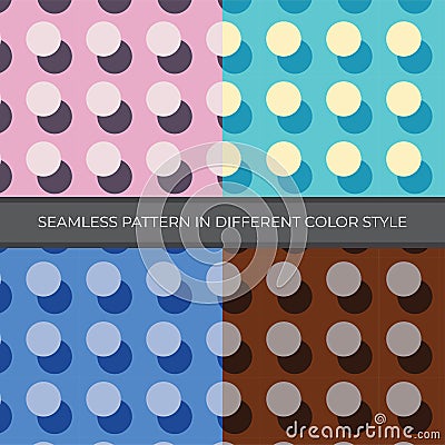 Set of Abstract Vector Seamless Pattern with four color style. Color are Pink, Green, Blue, Brown in Dot style Stock Photo