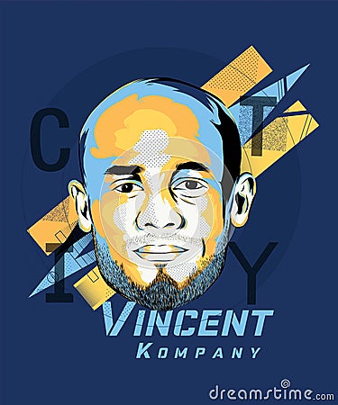 Digital art of Vincent Kompany - Belgian footballer. Vector Illustration