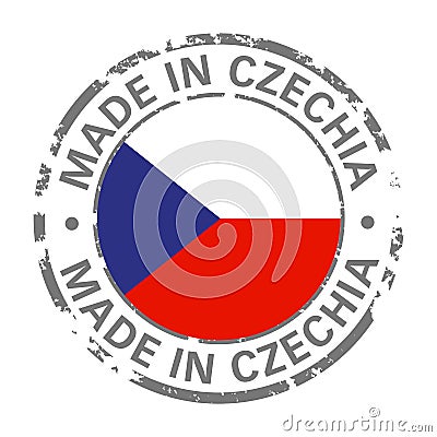 Made in Czechia flag grunge icon Vector Illustration