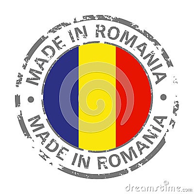 Made in romania flag grunge icon Vector Illustration
