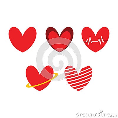 Cute love/heart icon sign logo concept bundles Cartoon Illustration