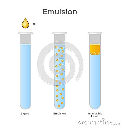 Emulsion of two liquids / oil and water/ immiscible vector Vector Illustration
