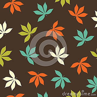 Print Abstract Leaves Cream blue green orange vector pattern Vector Illustration