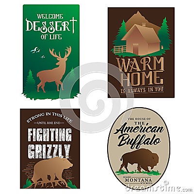 Badges animal and icon Vector Illustration