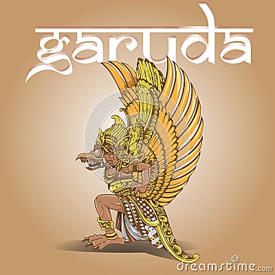 Garuda illustration with balinesse style design Cartoon Illustration