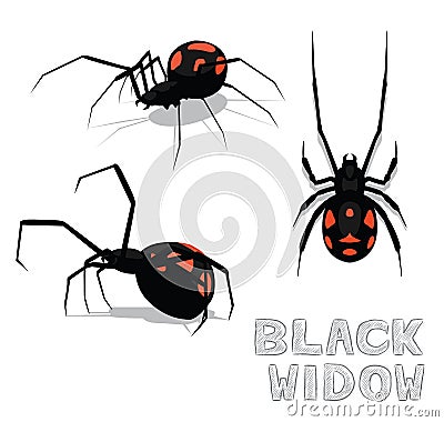 Spider Black Widow Cartoon Vector Illustration Vector Illustration
