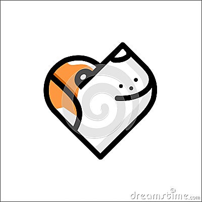 Illustration of the light line cute dog logo on white background Vector Illustration