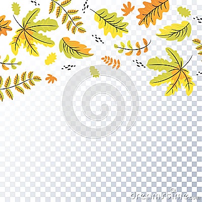 Autumn leaves background, backdrop, template Vector Illustration