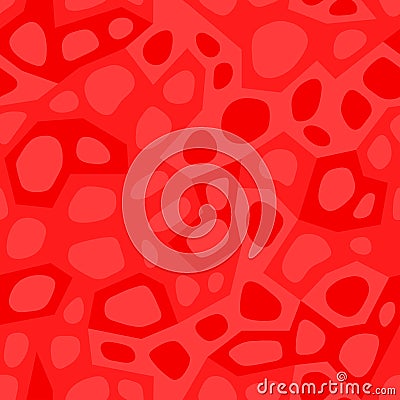 Red bionic seamless pattern, with cell shapes and spots. Abstract blood background. Vector Illustration